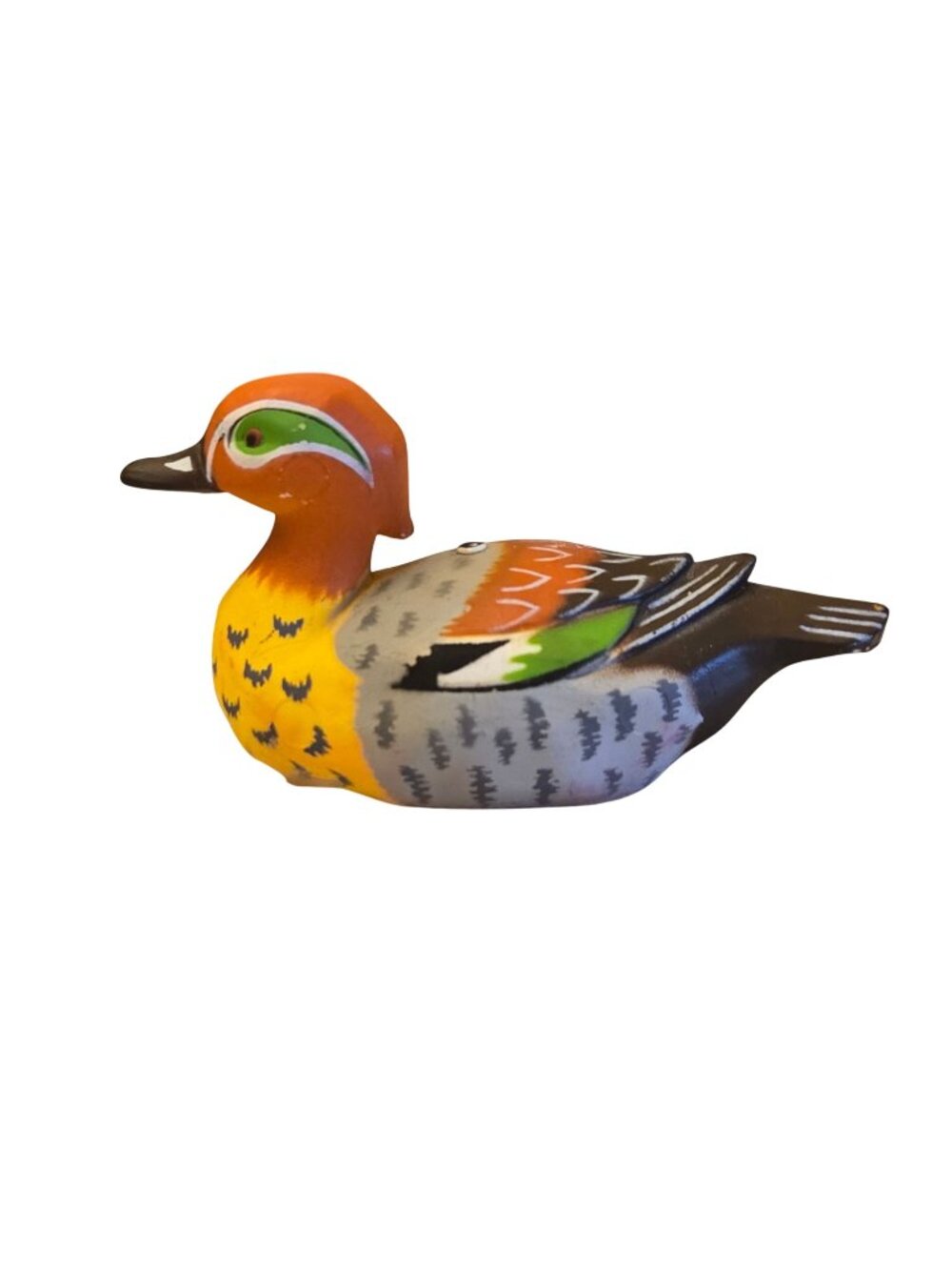 Vintage Hand Painted Carved Wood Duck Miniature Waterfowl Figurine